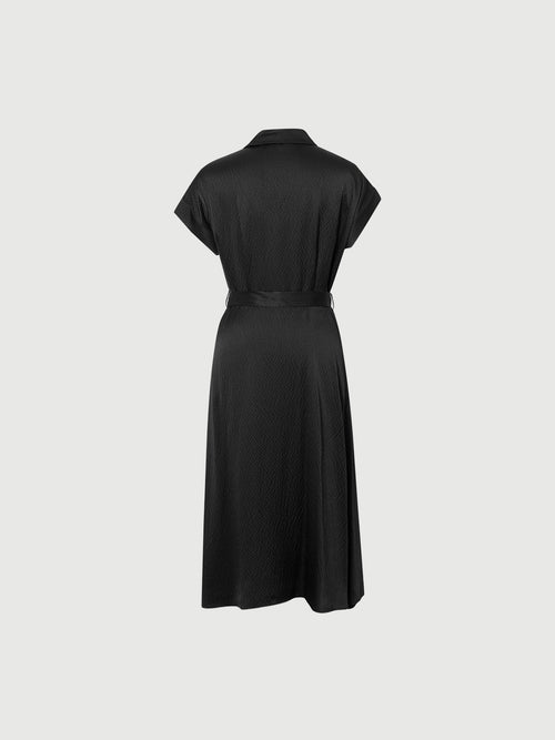 Charger l'image 1 dans la galerie. Collared V Neck Pure Silk Dress