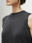 Women's Smoke Gray Sleeveless Straight Fit Knit Dress