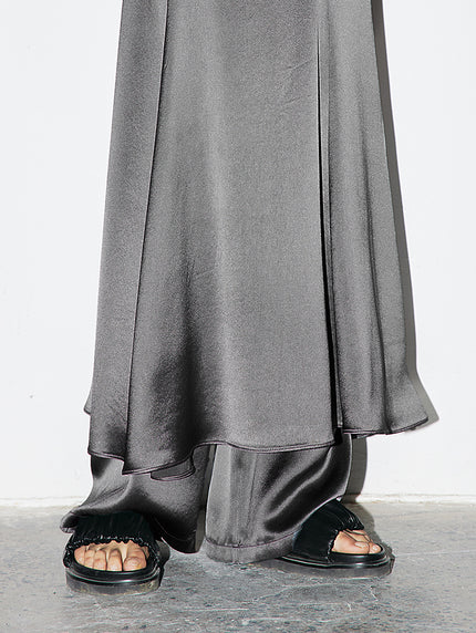 Women's Gray Straight Fit Breathable Acetate Skirt