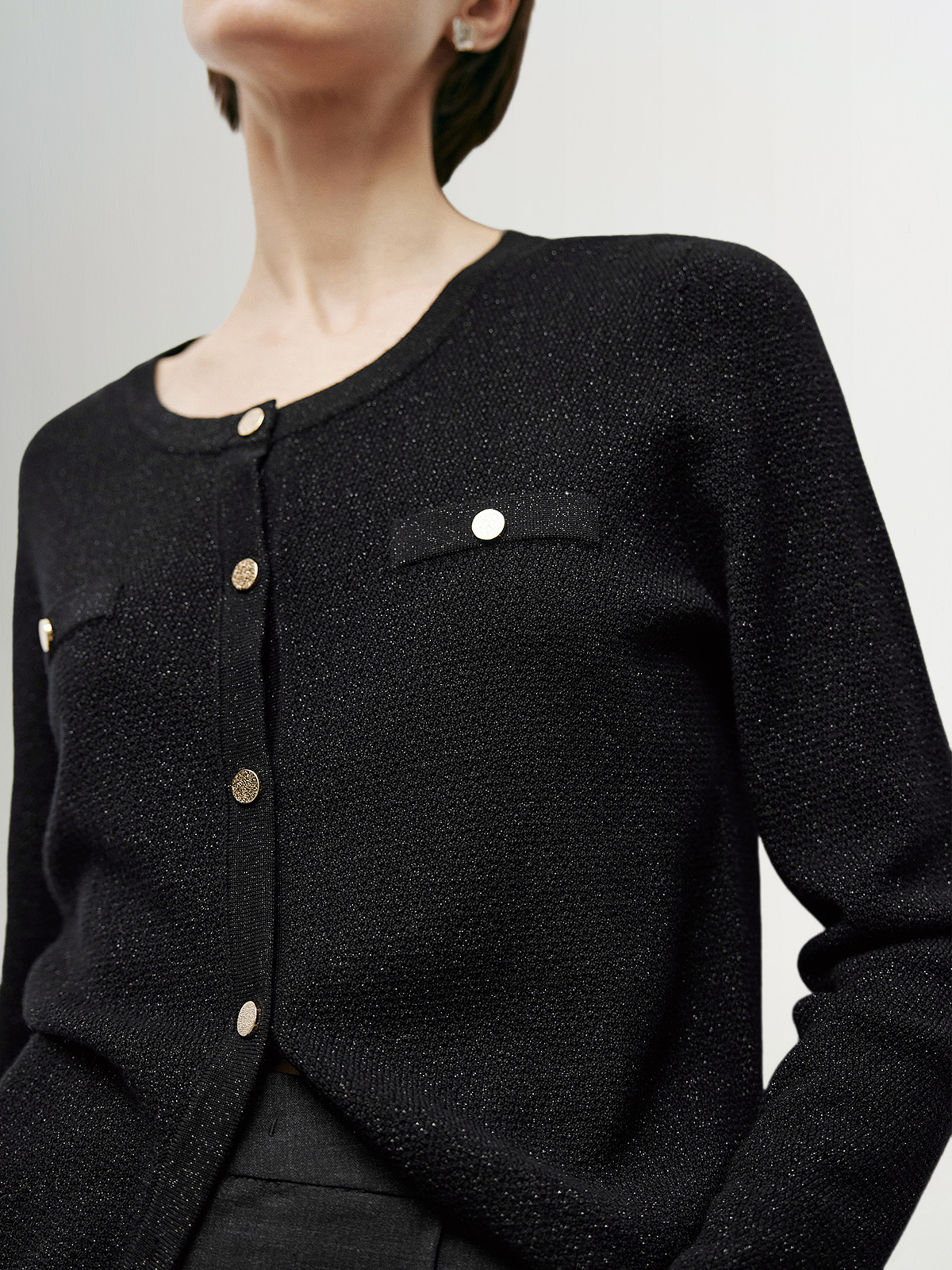 Black shimmering wool cardigan 