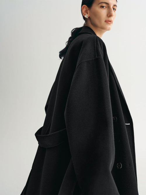 Load image 1 in gallery view. Peak Collar Pure Wool Coat