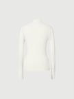 Pull slim fit à manches longues, blanc, 100 % laine de mouton