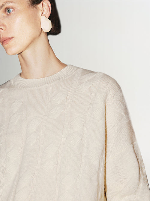 Load image 1 in gallery view. Ecru cashmere sweater