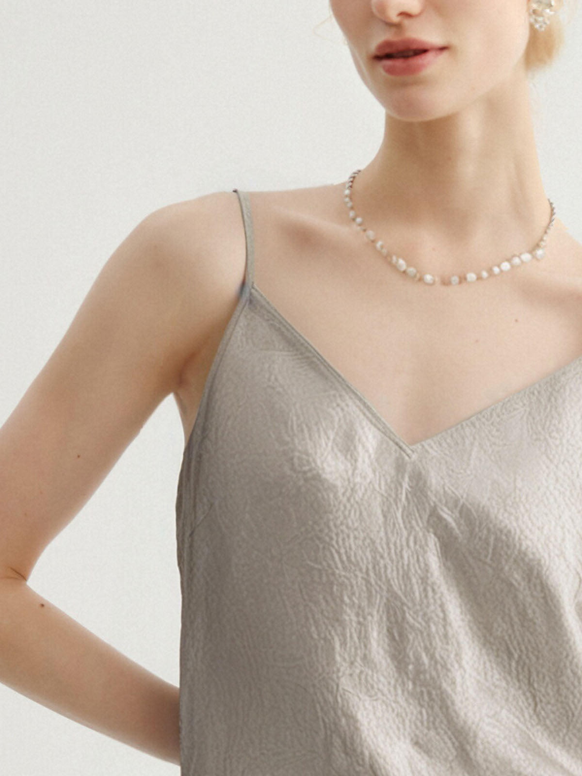 Ecru satin dress