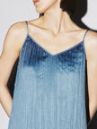 Pleated aqua blue dress