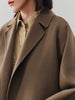 Women's Brown 100% Sheep Wool Belted Long Coat