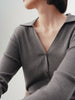 Women's Gray Polo Neck Long Sleeve Kintwear
