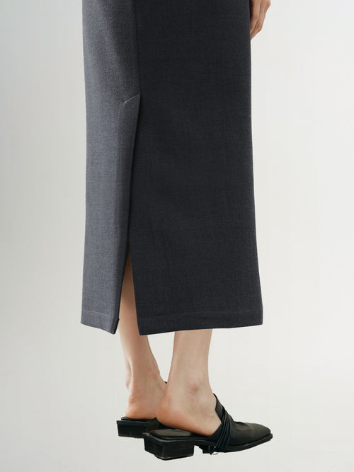Charger l'image 1 dans la galerie. Women's Gray High Waist 100% Wool Skirt