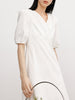 Women's White V Neck Short Sleeve High Wasit Dress 5E4191911