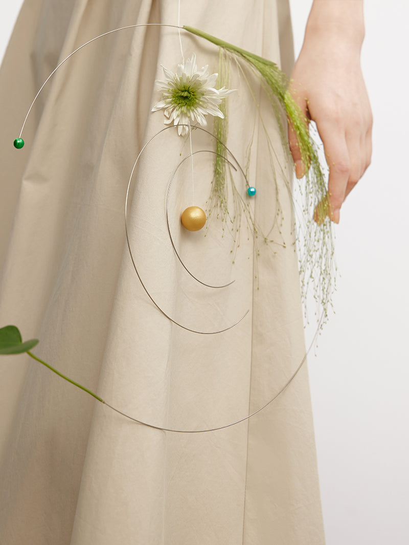 Women's Light Khaki High Waist Breathable Cotton Circular Skirt