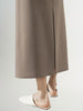 Brown high-waisted wool flared skirt
