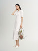 Women's White V Neck Short Sleeve High Wasit Dress