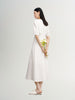 Women's White V Neck Short Sleeve High Wasit Dress