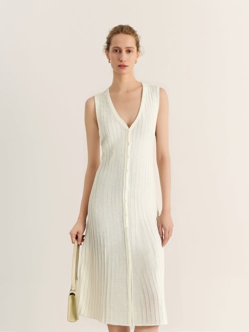 Carica immagine 1 in visualizzazione galleria. Slim-Fit Cotton Deep-V Sleeveless Midi Dress