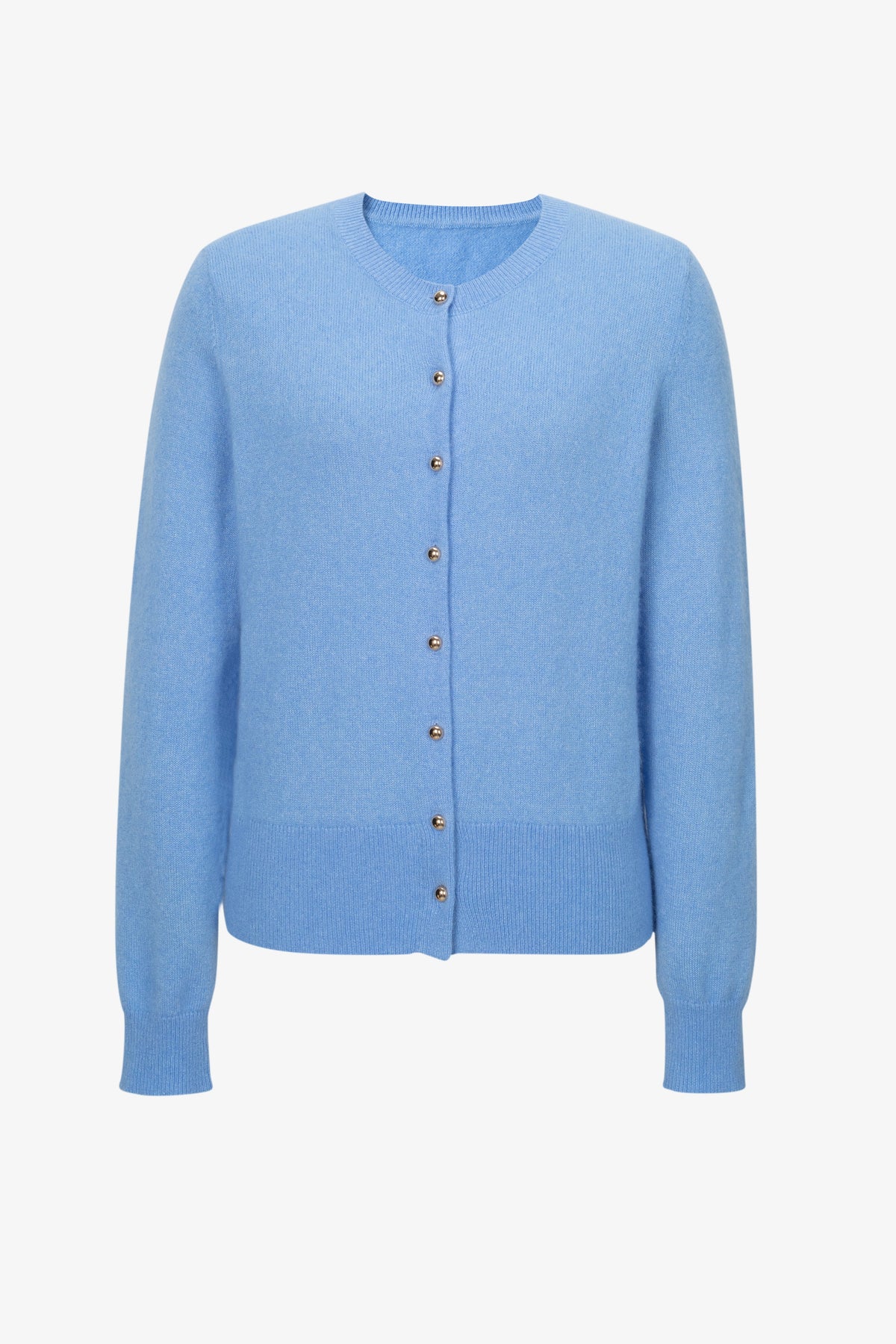 Refined Cashmere-Silk Crewneck Cardigan
