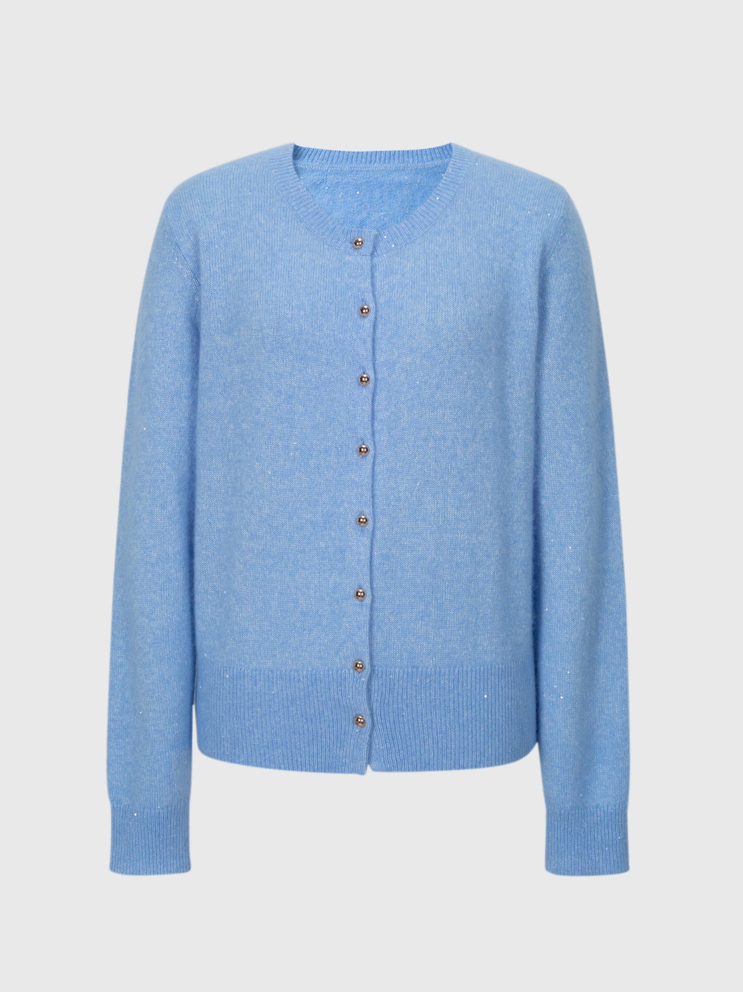 Cashmere-Silk Crewneck Knit Cardigan