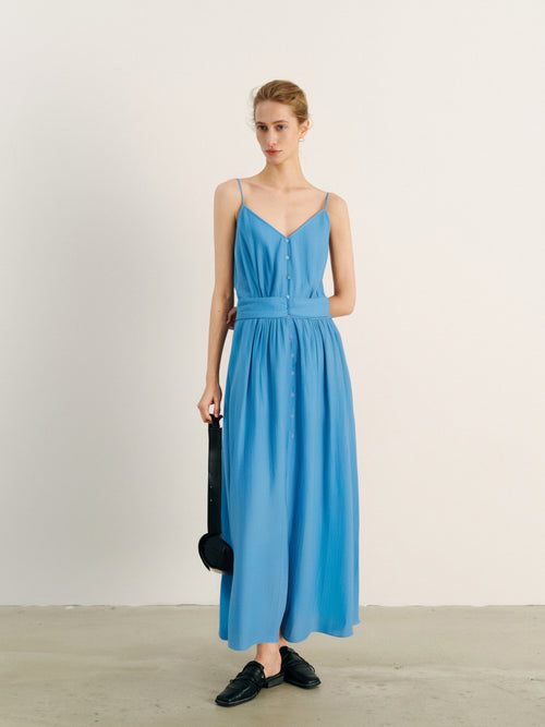 Carica immagine 1 in visualizzazione galleria. Waist-Cinching Spaghetti-Strap Maxi Dress