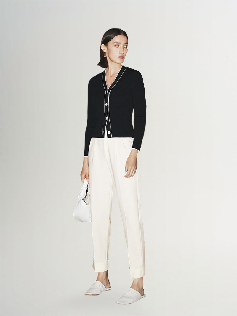 Pantalon blanc à ourlet