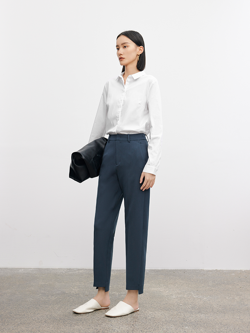 Women's Dark Blue Novelty Leg Design Trousers