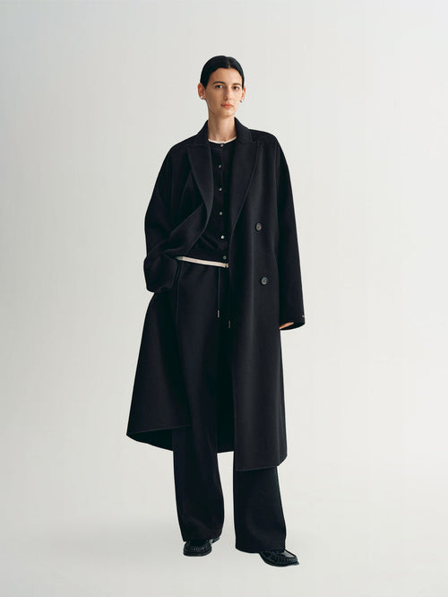 Load image 1 in gallery view. Peak Collar Pure Wool Coat