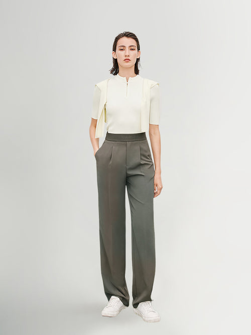 Load image 1 in gallery view. Brown-khaki straight-cut pants