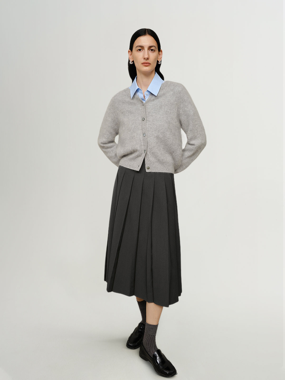 Pure Cashmere Structured-Shoulder Cardigan