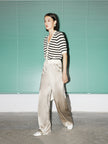 Beige and black striped knit top