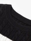 Women's Black White Stripe Turtleneck Long Sleeve Sweater Dress