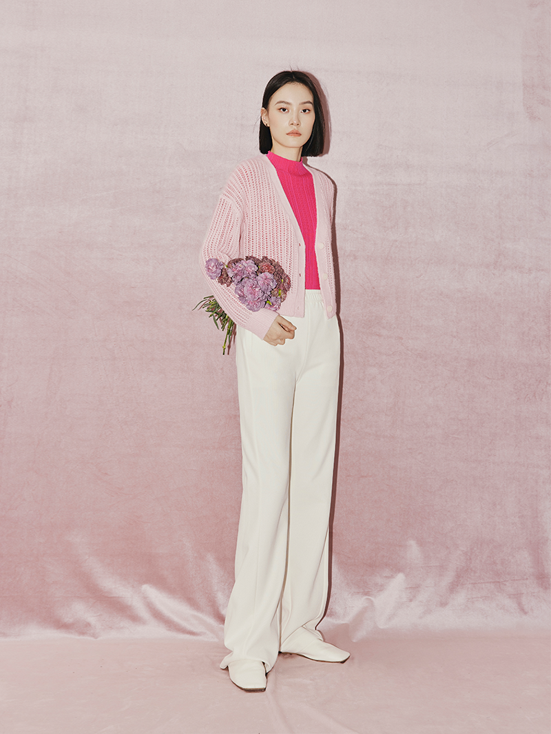 Women's White Corduroy Straight Fit Trousers