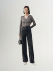 Women's Gray Polo Neck Long Sleeve Kintwear