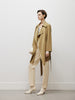 Women's Khaki Lapel Double Breasted Trench Coat with Belt