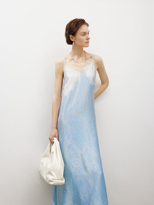 Load image 1 in gallery view. Sky blue satin dress - Capsule Collection