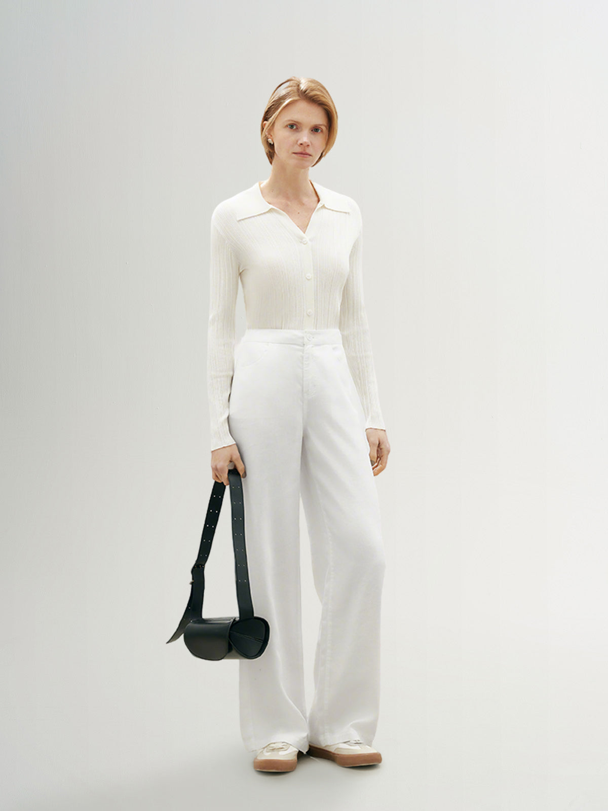 White Straight Fit 100% Lyocell Trousers