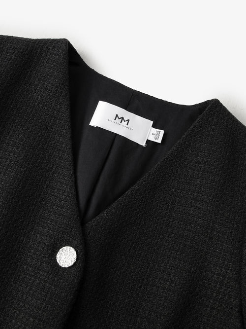 Charger l'image 1 dans la galerie. Veste courte en tweed noire