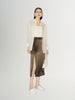 Women's Off-White Pinstripe Shirt Collar Smooth Lyocell Shirt