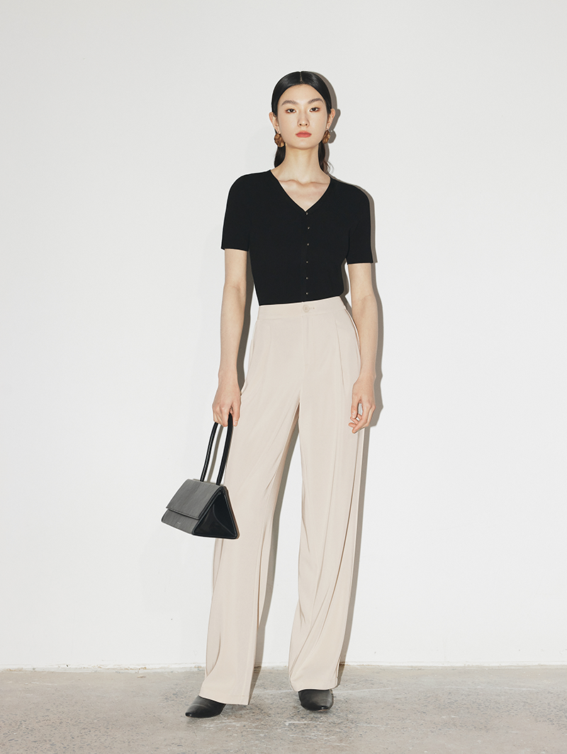 Women's Beige Straight Fit Lightweight Trousers