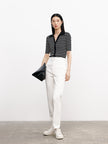 Striped button-down polo shirt
