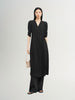 Black V-neck dress with puff sleeves