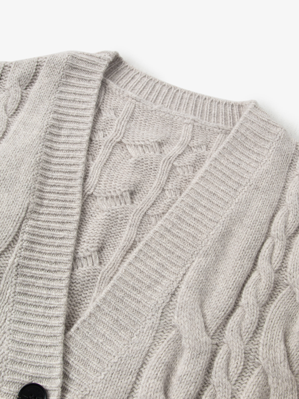 Women's Oatmeal-Colored V Neck 100% Wool Heavy Sweater Cardigan