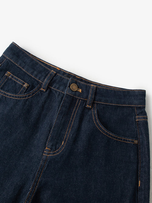 Load image 1 in gallery view. Women's Dark Blue 100% Cotton Jeans Pants