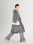 Women's Gray Large Laple Australian Wool Coat with Belt 5EA170181