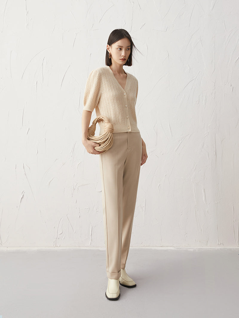 Women's Khaki Straight Fit Trousers