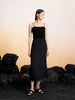 Women's Black Navy Irregular Pleated Knit Skirt