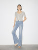 Women's White Square Neck Short Sleeves Knit Top