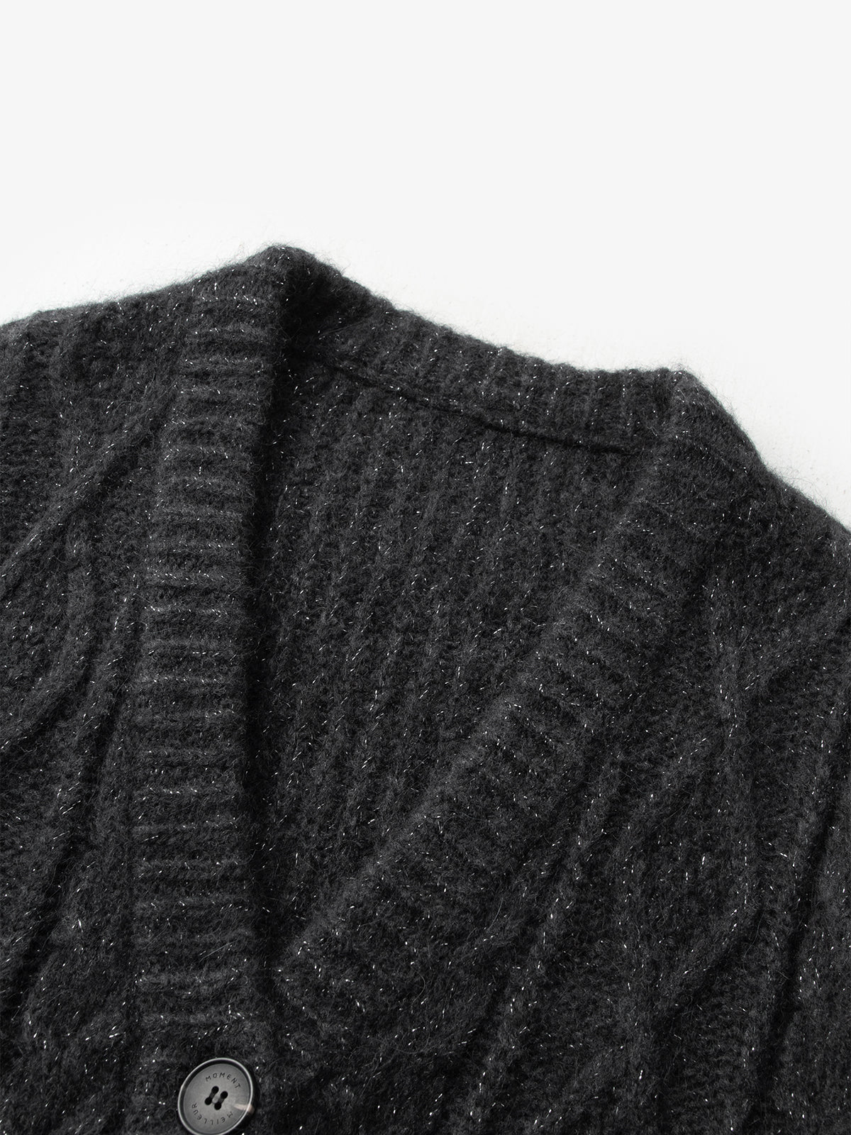 Long black alpaca wool cardigan
