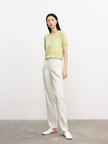 Women's Mustard Yellow Round Neck Short Sleeves Knit Top