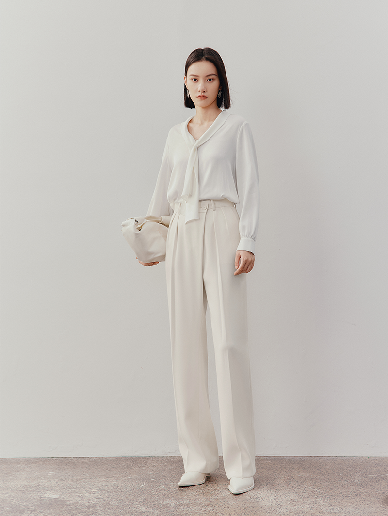 Women's Original White Straight Fit Smooth  Trousers