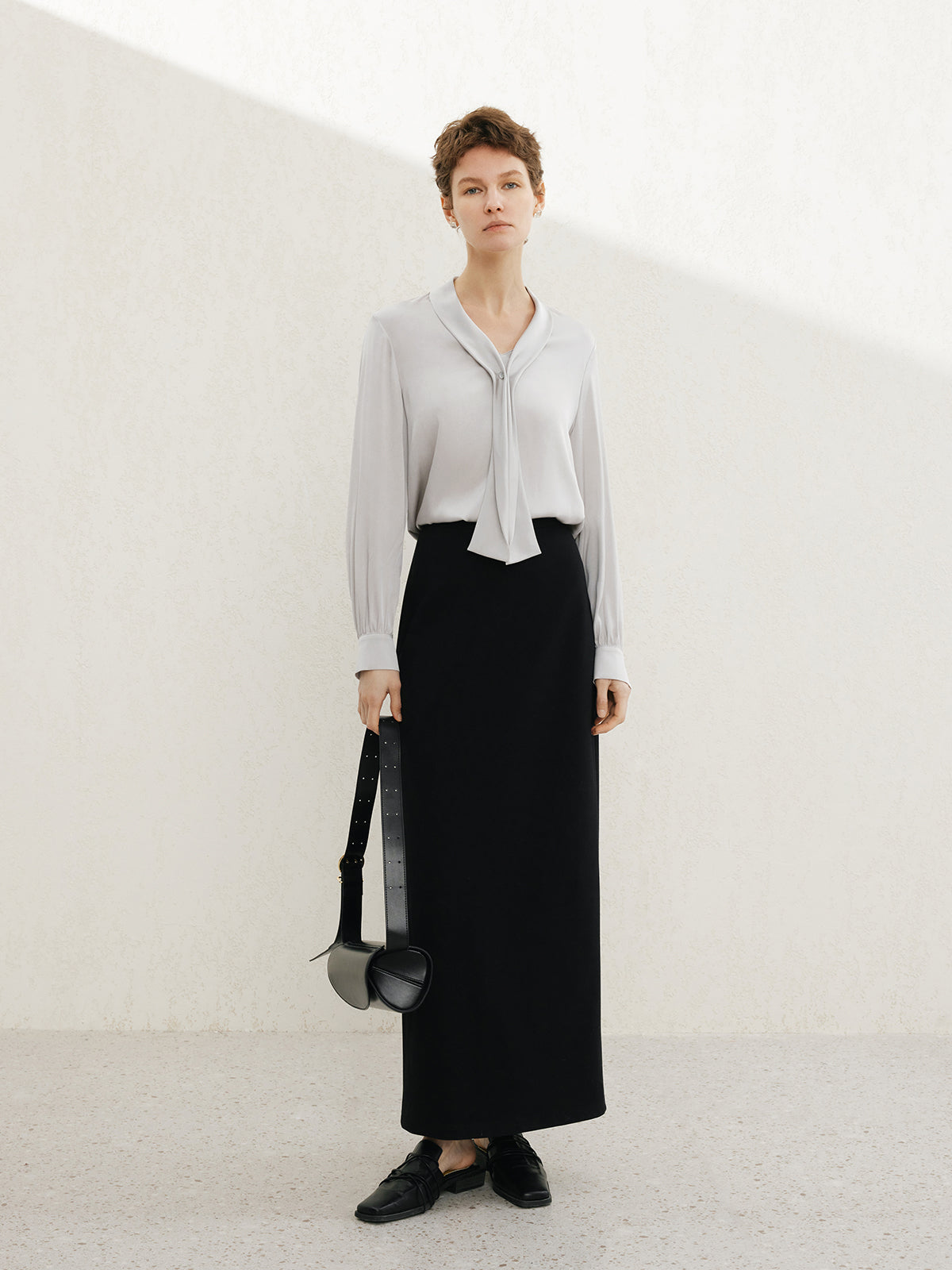 Tie-Neck Silk Shirt