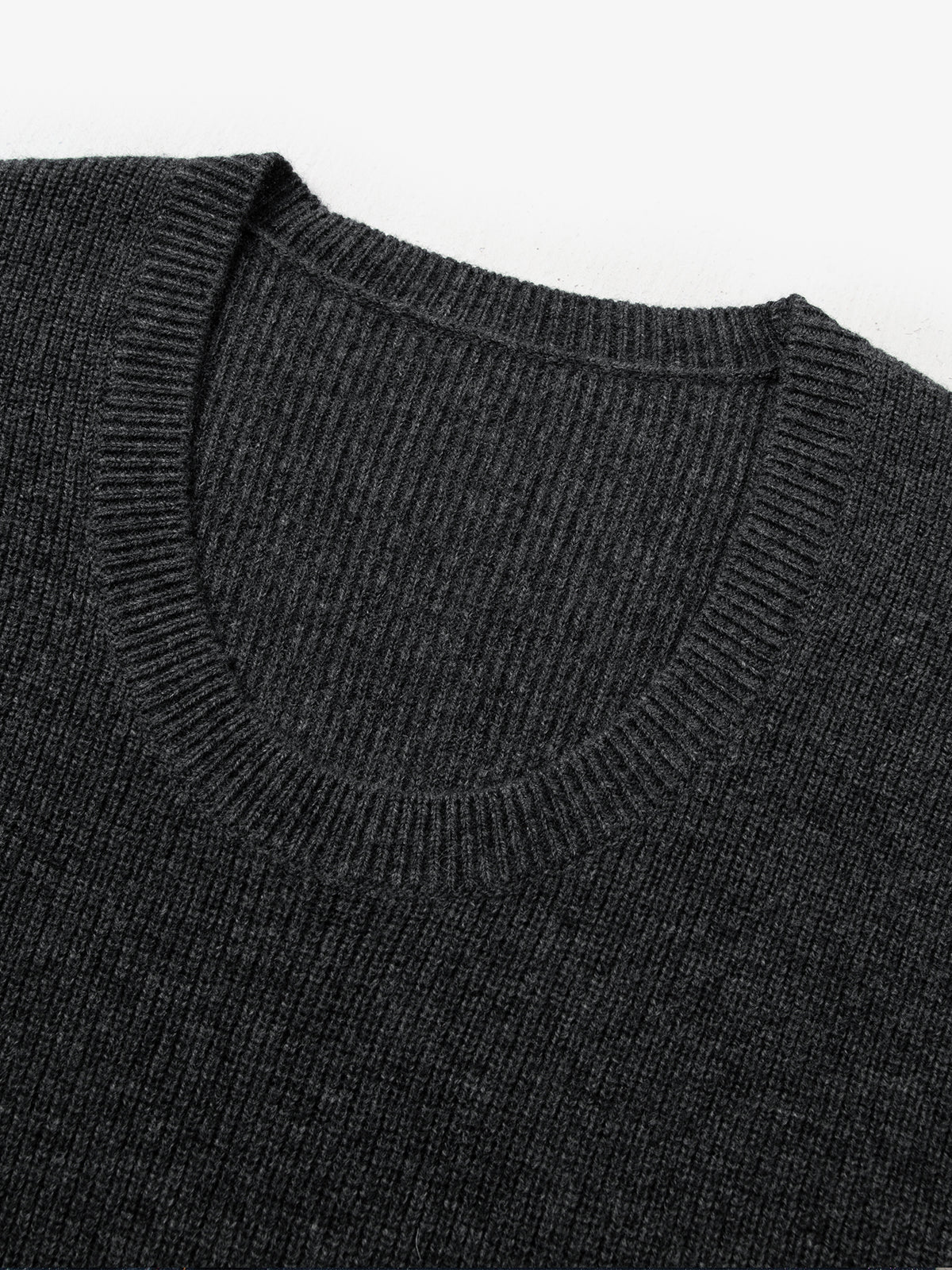 Women's Dark Gray Round Neck Long Sleeve Wool Dress