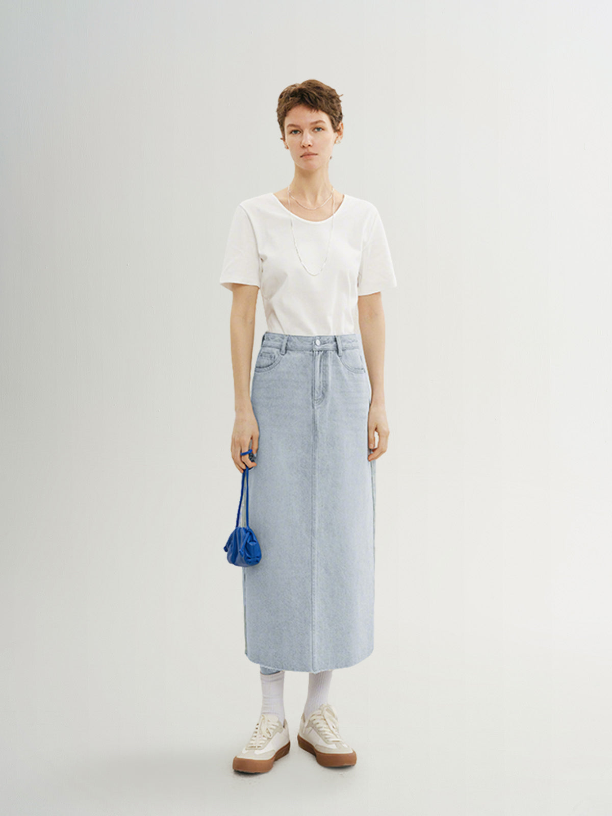 Women's Light Blue Contton Denim Skirt